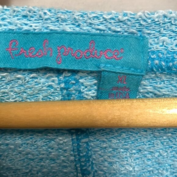 Fresh Produce Lake Michigan Graphic Turquoise Open Neck 3/4 Sleeve Sweatshirt XL - Picture 5 of 11